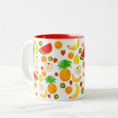 Niedliche Fruchtmuster Lebensmittel Vegetarisches  Zweifarbige Tasse (Vorderseite Links)