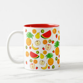 Niedliche Fruchtmuster Lebensmittel Vegetarisches  Zweifarbige Tasse