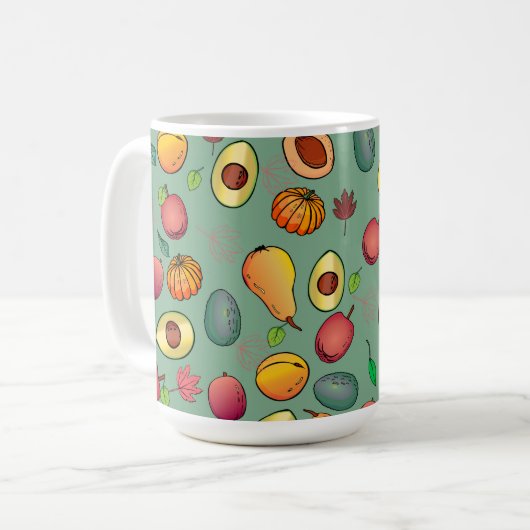 Niedliche Fruchtpumpenblütenblätter im Herbst Kaffeetasse (Vorderseite Links)