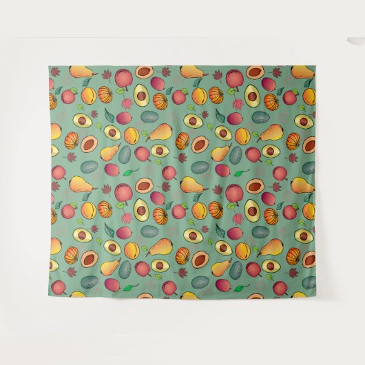 Niedliche Fruchtpumpenblütenblätter im Herbst Wandteppich (Vorderseite (Horizontal))