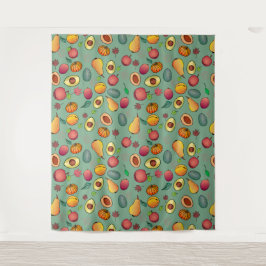 Niedliche Fruchtpumpenblütenblätter im Herbst Wandteppich