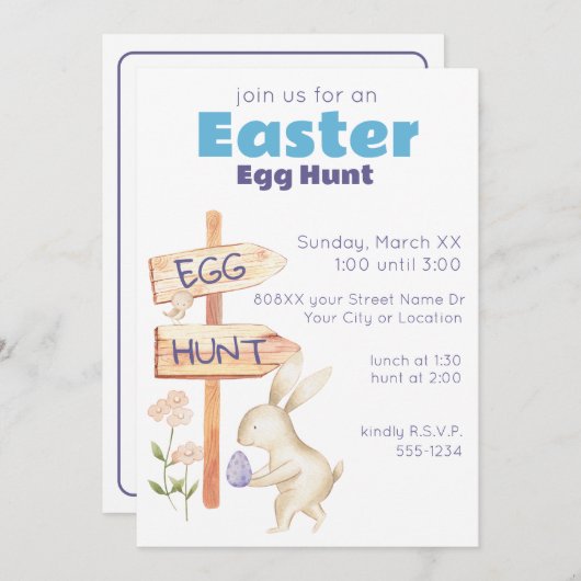 Niedliche Frühjahrseiferjagd Einladung (Vorne/Hinten)