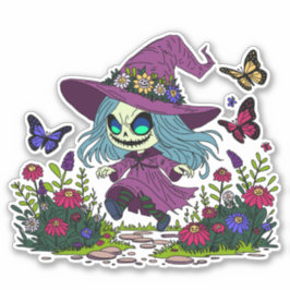 Niedliche Frühjahrshexe Aufkleber