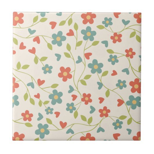 Niedliche Frühlingsblumen - Fliese (Vorderseite)