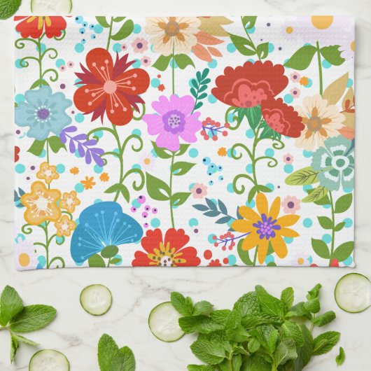 Niedliche Frühlingsblumen Geschirrtuch (Gefaltet)