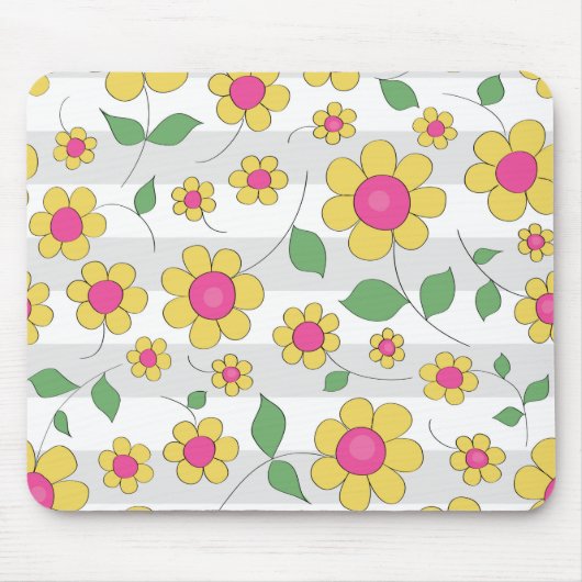 Niedliche Frühlingsblumen Kinder zeichnend Mousepad (Vorne)