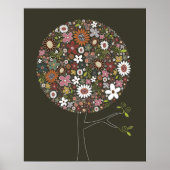 Niedliche Frühlingsblumen Pop Tree Whimsical Kinde Poster (Vorne)