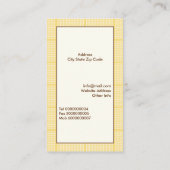 Niedliche Frühlingseule auf einem Ast, gelbe karie Visitenkarte (Rückseite)