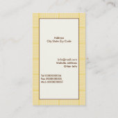 Niedliche Frühlingseule auf einem Ast, gelbe karie Visitenkarte (Rückseite)