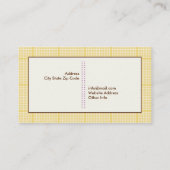 Niedliche Frühlingseule auf einem Ast, gelbe karie Visitenkarte (Rückseite)