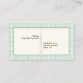 Niedliche Frühlingseule mit Minzgrün karierte Gren Visitenkarte (Rückseite)