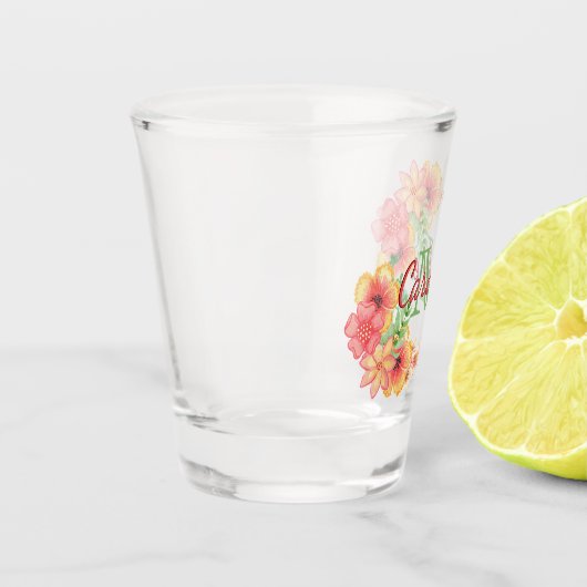 Niedliche Frühlingsflorenfarbe Schnapsglas (Links)