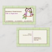 Niedliche Frühlingshaube auf einem Ast, grüne kari Visitenkarte (Vorne/Hinten)