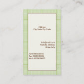 Niedliche Frühlingshaube auf einem Ast, grüne kari Visitenkarte (Rückseite)