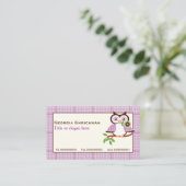 Niedliche Frühlingshaube auf einem Ast, lila karie Visitenkarte (Stehend Vorderseite)