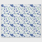 Niedliche Frühlingshuppen und Vögel Blau und Minze Geschenkpapier (Flach)