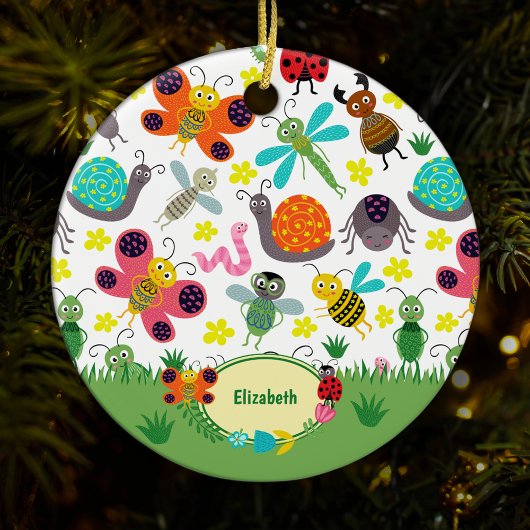 Niedliche Frühlingsinsekten Kinder Weihnachten Keramik Ornament