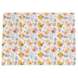 Niedliche Frühlingsstämme und Blumenmuster Große Geschenktüte