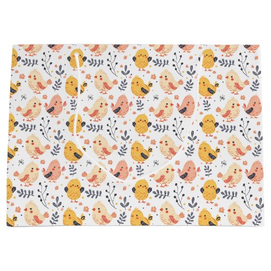 Niedliche Frühlingsstämme und Blumenmuster Große Geschenktüte (Vorderseite)