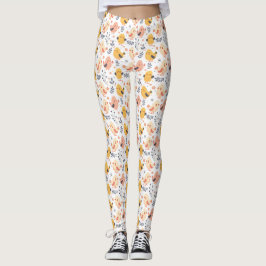 Niedliche Frühlingsstämme und Blumenmuster Leggings