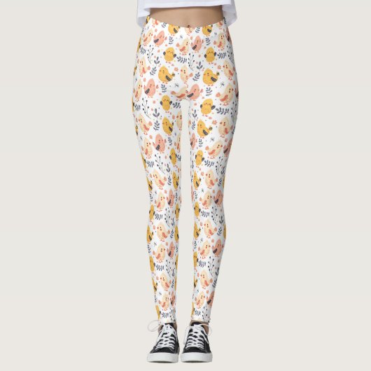 Niedliche Frühlingsstämme und Blumenmuster Leggings (Vorderseite)