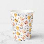 Niedliche Frühlingsstämme und Blumenmuster Pappbecher (Rückseite)