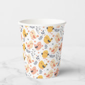 Niedliche Frühlingsstämme und Blumenmuster Pappbecher (Vorderseite)