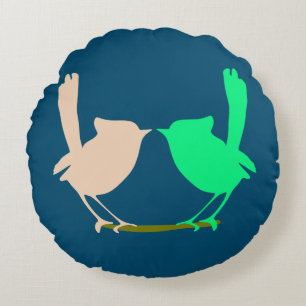 Niedliche Frühlingsvögel Party Rundes Kissen