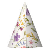 Niedliche Frühlingswasserfarbe Blume 1. Geburtstag Partyhütchen (Rückseite)