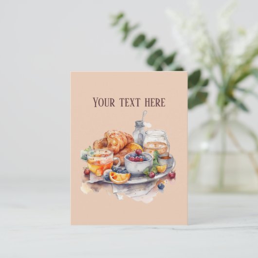 Niedliche Frühstücksfreunde fügen Text hinzu Postkarte (Stehend Vorderseite)