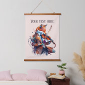 niedliche Fuchs Music Liebhaber fügen Text hinzu Wandteppich Mit Holzrahmen (Schlafzimmer)