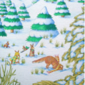 niedliche Fuchs und Kaninchen spielen Schneeszene Puzzle