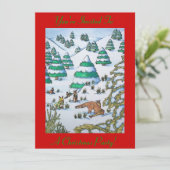 niedliche Fuchs- und Kaninchenschneefeste laden ei Einladung (Stehend Vorderseite)