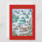 niedliche Fuchs- und Kaninchenschneefeste laden ei Einladung (Vorderseite)