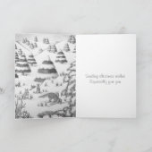niedliche Fuchs- und Kaninchenschneeszene Feiertagskarte (Innenseite)