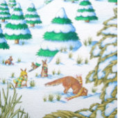 niedliche Fuchs- und Kaninchenschneeszene Kleiner Weihnachtsstrumpf