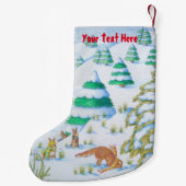 niedliche Fuchs- und Kaninchenschneeszene Kleiner Weihnachtsstrumpf (Rückseite)