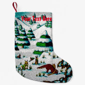 niedliche Fuchs- und Kaninchenschneeszene Kleiner Weihnachtsstrumpf (Vorderseite)