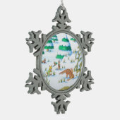 niedliche Fuchs- und Schneeflocken Zinn-Ornament (Links)
