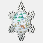 niedliche Fuchs- und Schneeflocken Zinn-Ornament (Rechts)