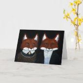 Niedliche Füchse - American Gothic Jubiläumsleerka Karte (Gelbe Blume)