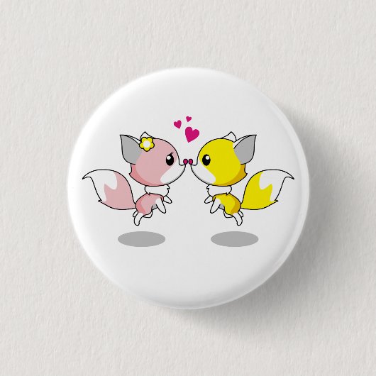 Niedliche Füchse im Cartoon der Liebe Button (Vorderseite)
