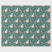 Niedliche Füchse in Orange und Grün Geschenkpapier (Flach)