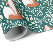 Niedliche Füchse in Orange und Grün Geschenkpapier (Rolleneckpunkt)