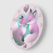Niedliche Füchse küssen rosa und grau rund Große Wanduhr (Winkel)