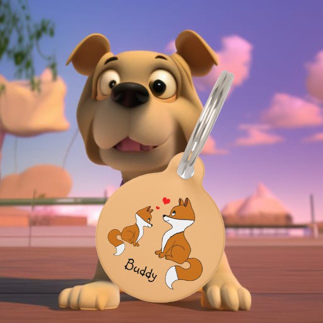 Niedliche Füchse mit Herz, handgezeichnet Haustiermarke (Von Creator hochgeladen)