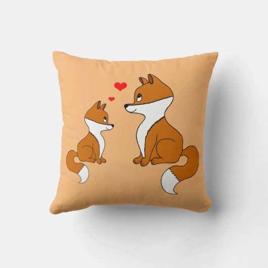 Niedliche Füchse mit Herz, handgezeichnet Kissen (Rückseite)
