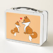Niedliche Füchse mit Herz, handgezeichnet Metall Brotdose (Rückseite)