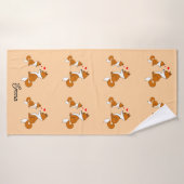 Niedliche Füchse mit Herz, handgezeichnet, persona Badehandtuch (Badehandtuch)