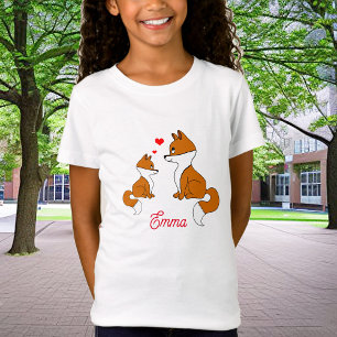 Niedliche Füchse mit Herz, handgezeichnet, persona T-Shirt